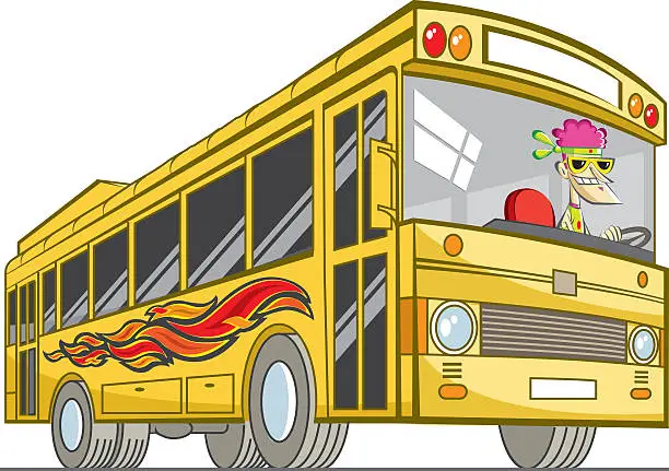 Vector illustration of marginal bus and driver