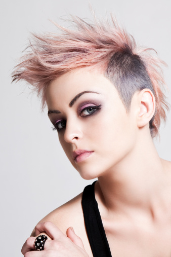 Young Woman With Pink Punk Hairstyle Stock Photo - Download Image Now -  Women, One Woman Only, Only Women - iStock