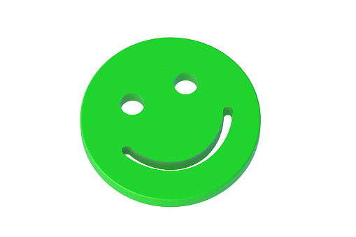 Happy emotion face isolated on white background. 3d render