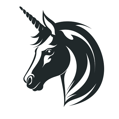 Unicorn head vector logo design template. Can be used for t-shirt print, label, emblem.