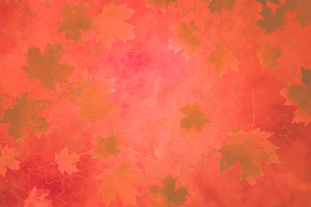 istock Falling Maple Leaves on Orange Watercolor Background - Autumn Leaf Colors 1531524726