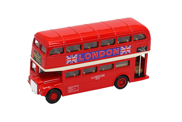 London bus souvenir London bus toy isolated on white London Memorabilia stock pictures, royalty-free photos & images