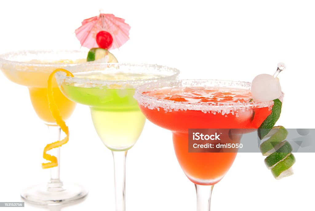 Morango, Lima, Maçã Margaritas cocktails Composição - Royalty-free Amarelo Foto de stock