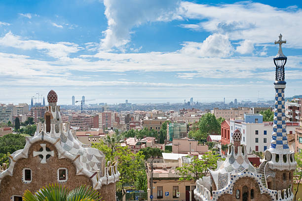 istock View of Barcelona from the terrace Park Guell 153154301