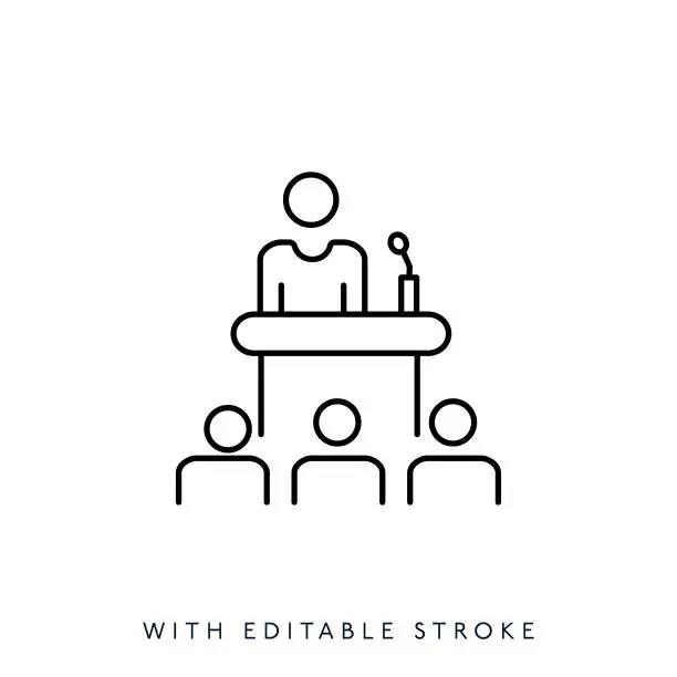 Vector illustration of Seminar Line Icon Editable stroke
