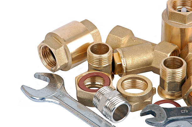 istock Water pipe valve and wrench 153155997