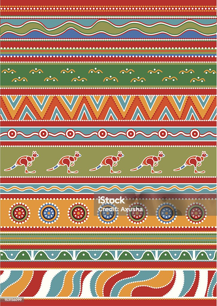 Set of Australian patterns Vector patterns including ethnic Australian motive with multicolored typical elements Abstract stock vector