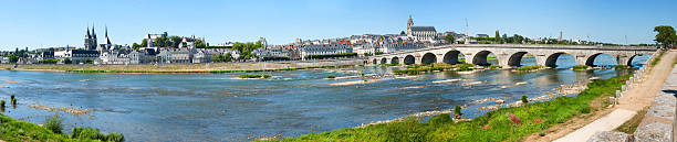 Blois in Loire Valley, France Panorama of Blois in Loire Valley with bridge, France blois stock pictures, royalty-free photos & images