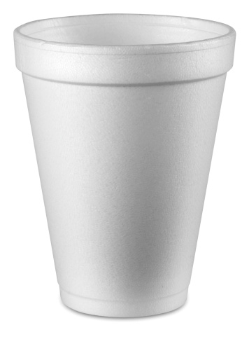 styrofoam cup on white with clipping path