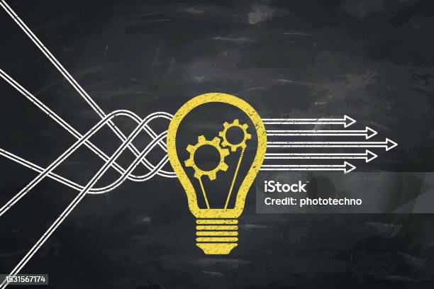 Innovative Solution Vector Innovative Solution Concepts On Blackboard Background Stock ...