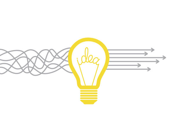 Innovatiove Solution Concepts on White Background To remind the importance of innovation in the business world. Businessman holds in his hand a light bulb. New idea in human palm. To be ordinary or different. Innovation brings success. Innovation concepts on white background. data icons solid stock illustrations