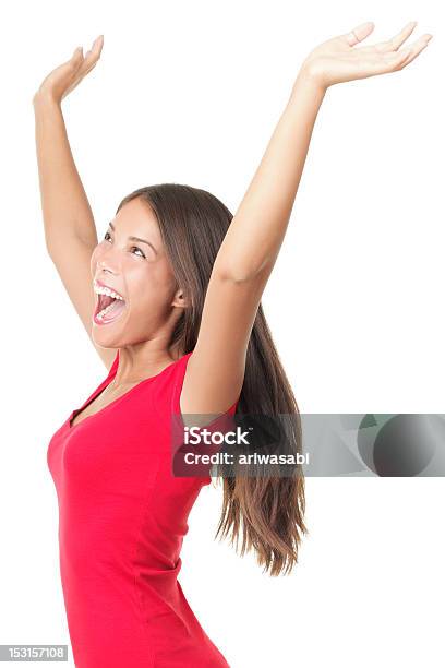 Успех Девушка — стоковые фотографии и другие картинки В профиль - В профиль, Женщины, Поднятые вверх руки