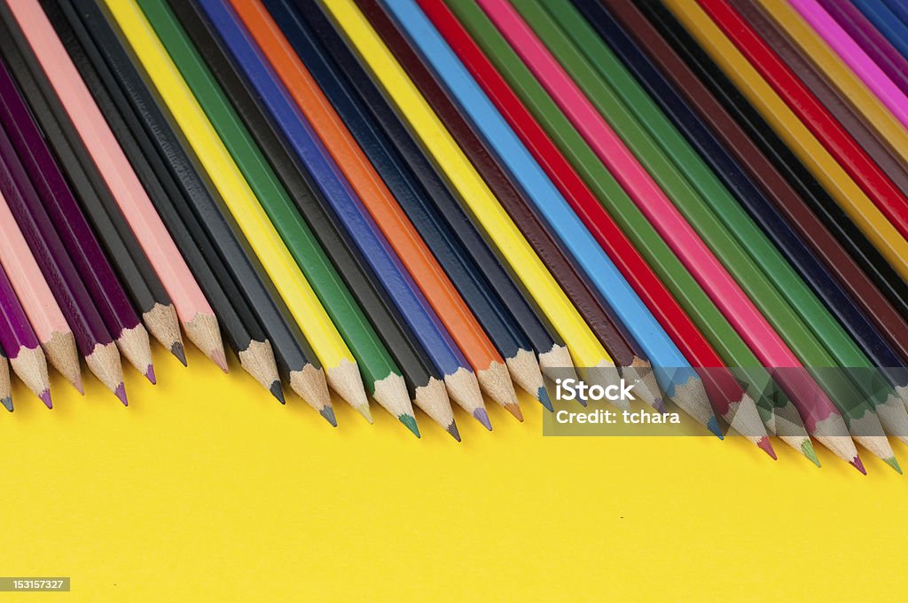 Color pencils Colored pencils arranged in a row Art Stock Photo