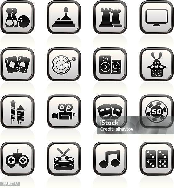 Entertainment Objects Icons Stock Illustration - Download Image Now - Group Of Objects, Leisure Games, Movie