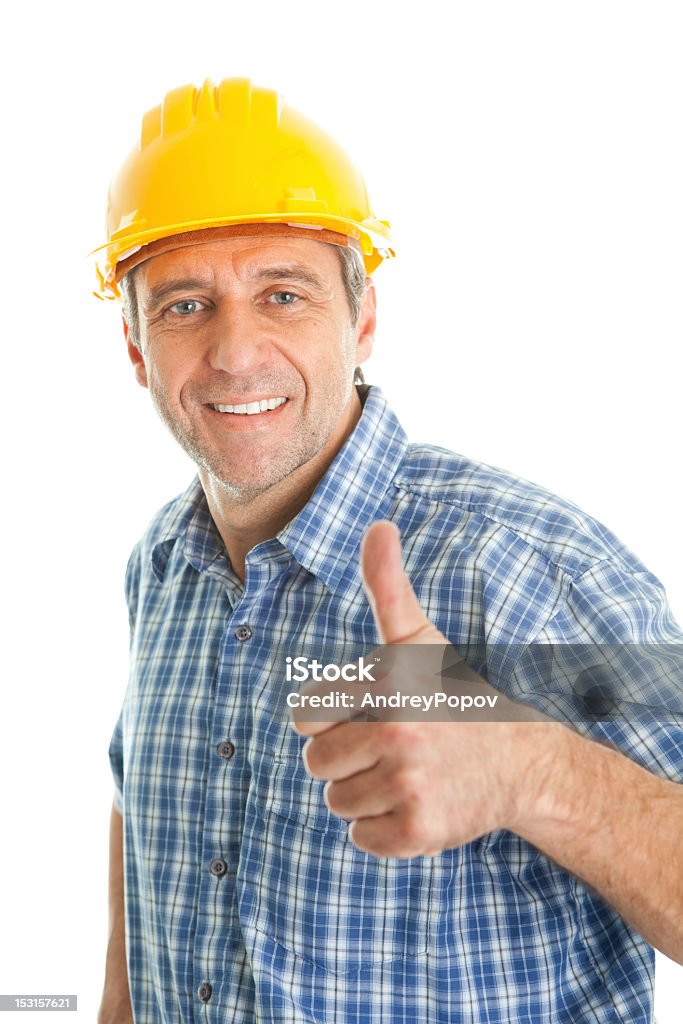Trabalhador usando Capacete de proteção - Royalty-free Adulto Foto de stock