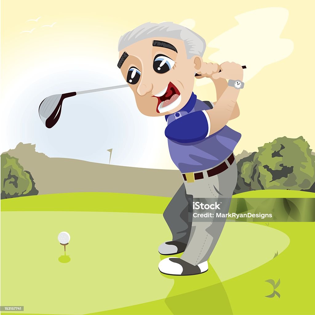 Starszy gry w golfa - Grafika wektorowa royalty-free (Golf - Sport)