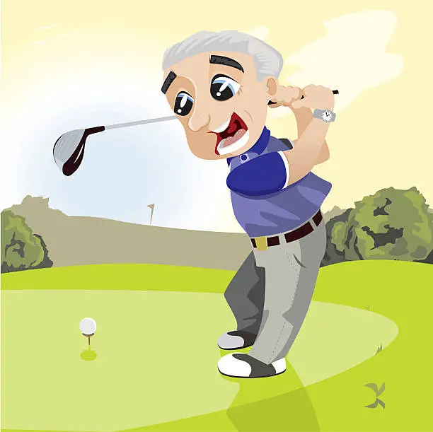 Vector illustration of Senior Golfing