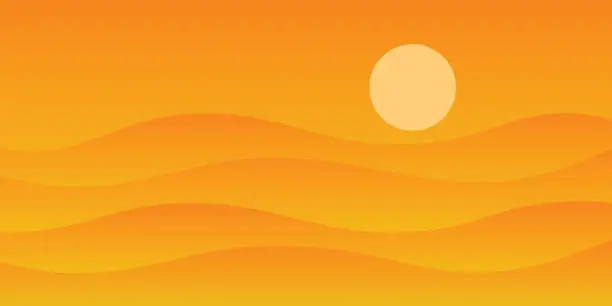 Vector illustration of Summer abstract background. Illustration desert on orange backgrounds.