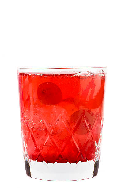 istock Red drink in lowball glass isolated on white background 153158817