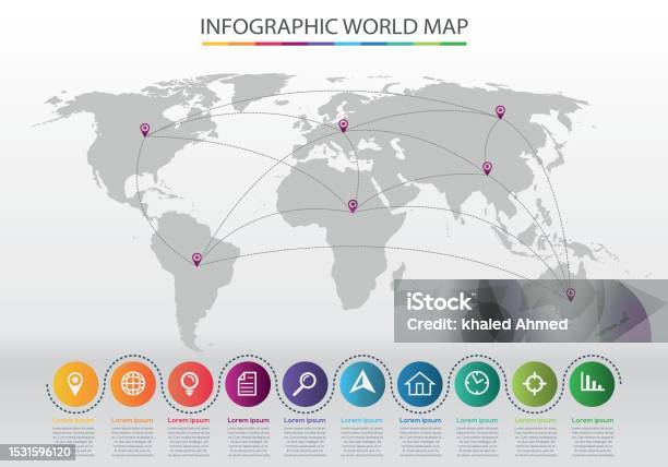 Infographic World Map With Graphics Elements Stock Illustration ...