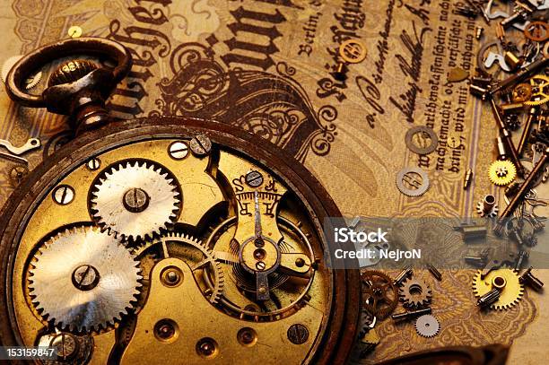 The Gears On Old Banknote Stock Photo - Download Image Now - Aging Process, Ancient, Antique