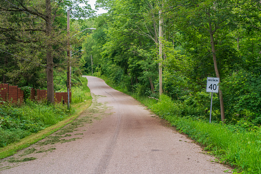 Rural Road with Speed Limit Sign in Hamilton, Ontario