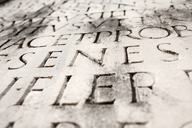 istock Close Up of Ancient Roman Latin Script 153159949