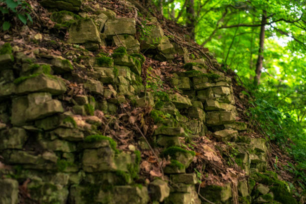 Natural Landscape - Rocky Cliffside with Moss Growing along the Bruce Trail in Hamilton, Ontario