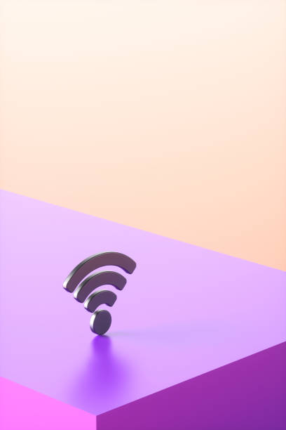 istock Wi-Fi icon on a purple background. 3d rendering illustration 1531640297