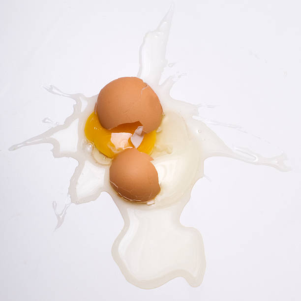 marrone uovo rotto - eggs animal egg cracked egg yolk foto e immagini stock