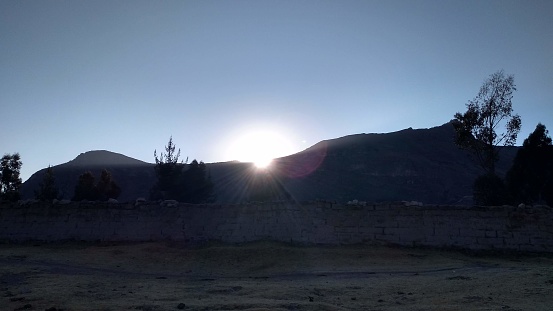 Sunrise in a clear sky in the community of Andamarca (Ayacucho), in the southern region of  Peru