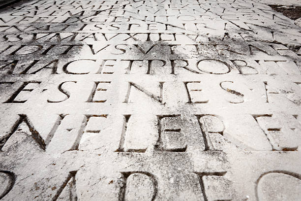 istock Close Up of Ancient Roman Latin Script 153166505