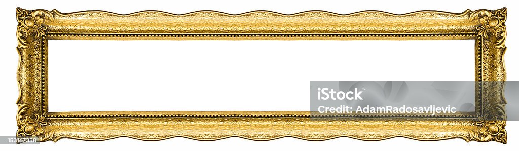 Wide Picture Frame Old Picture Frame Isolated On White Background, Design Element Antique Stock Photo