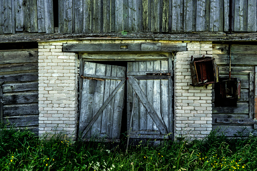 Old door on an abandoned factory.