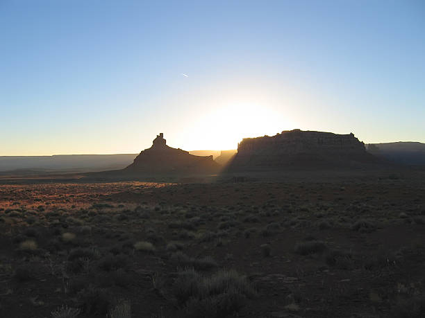 Sunset on the valley of god stock photo