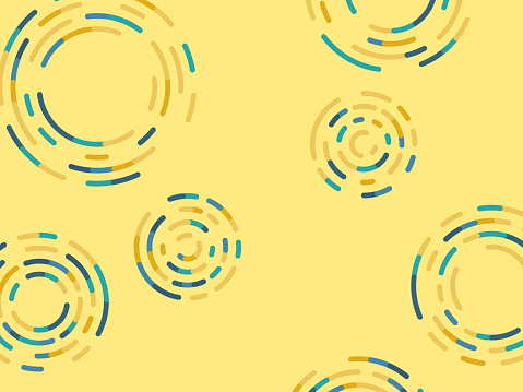 Modern circles round yellow abstract background.