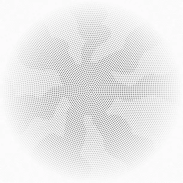 Vector illustration of Comic background. Circles pattern, halftone dotted background. Sun rays emanate from the center, wavy lines.