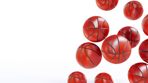 istock Falling realistic basketballs isolated on white background, Basketball. 1531689948