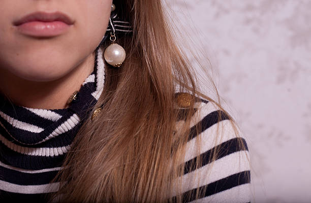 pearl ear-ring stock photo