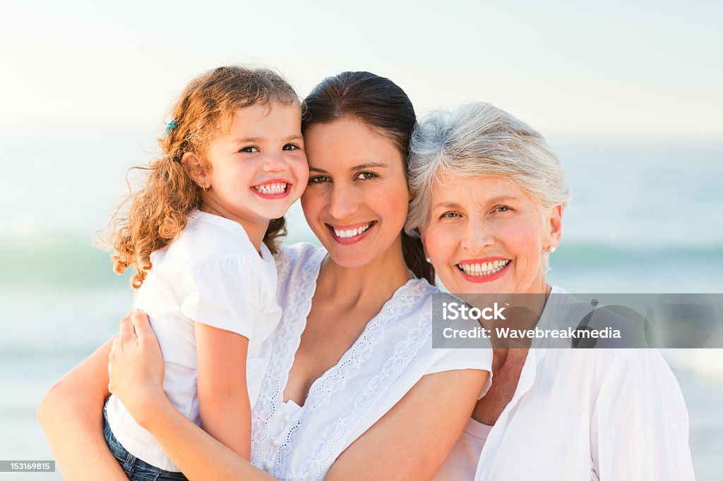 Lovely family at the beach Active Seniors Stock Photo