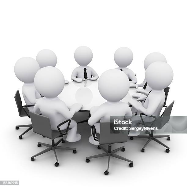 3 D Mann Sitzt Auf Einem Tisch Stockfoto und mehr Bilder von Runder Tisch - Gespräch - Runder Tisch - Gespräch, Geschäftsleben, Sitzen