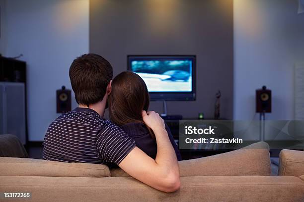 Waching Movie Stock Photo - Download Image Now - Living Room, Television Set, Adult