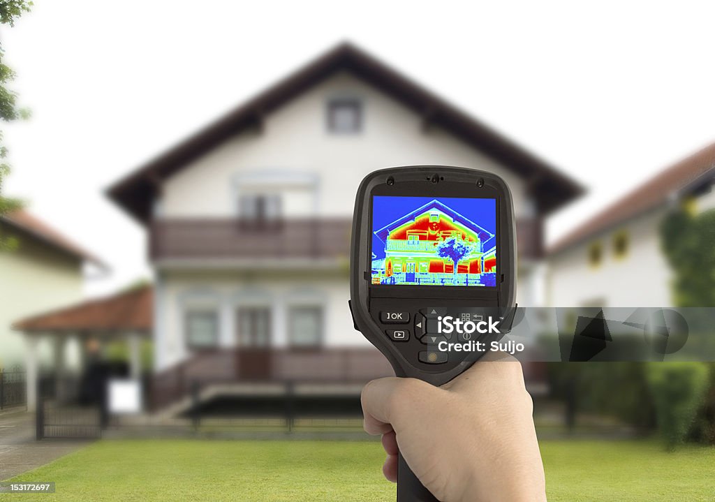 Thermal Image of the House Heat Loss Detection of the House With Infrared Thermal Camera Thermal Image Stock Photo
