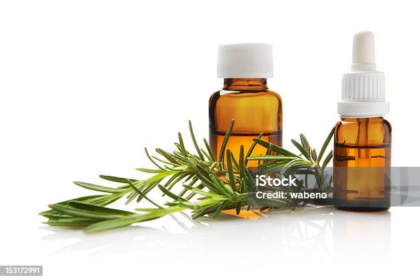 Rosemary Essential Oil Stock Photo - Download Image Now - Aromatherapy Oil, Bottle, Branch - Plant Part