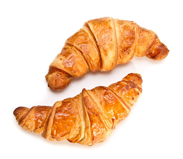 dois fr croissants - croissant imagens e fotografias de stock