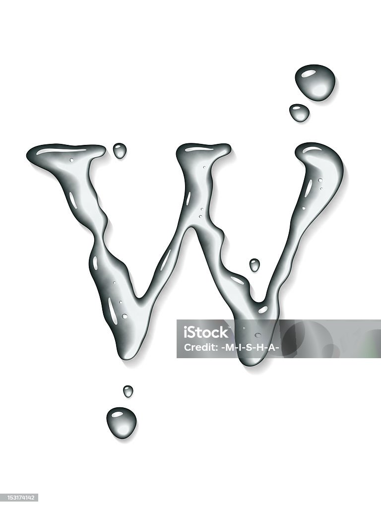 Water font. Letter w Original font design Letter W Stock Photo