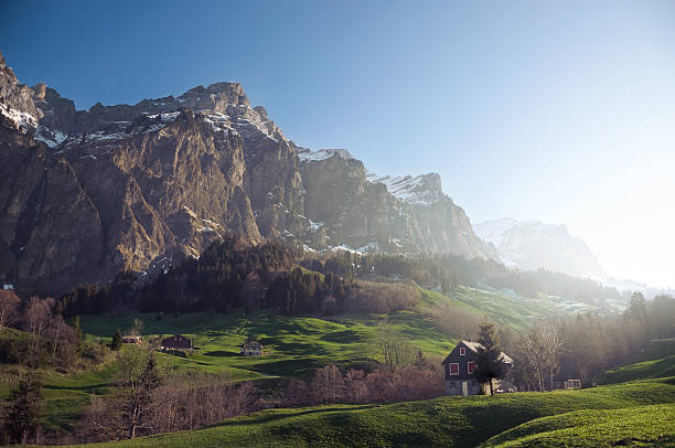 hut in the alps stock photo