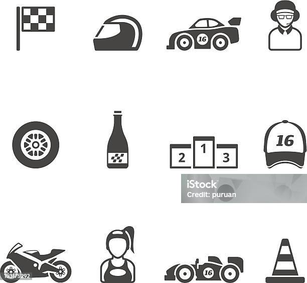 Single Color Icons Racing Stock Illustration - Download Image Now - Motorcycle, Helmet, Icon Symbol