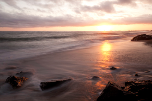 Sunset on a beach at Point Mugu north from Los Angeles