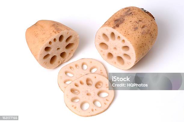 Lotus Root And Slices Stock Photo - Download Image Now - Cross Section, Crunchy, Cut Out